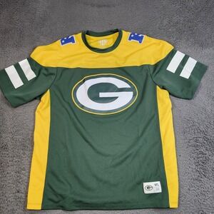 Green Bay Packers Shirt Mens Large Green Yellow NFL Football Short Sleeve Top